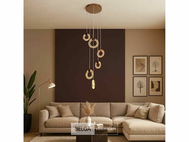 Led hanglamp – b052/6 – 3000k – warm wit – ø350 mm – in hoogte verstelbaar – zilver - afbeelding 3 van  4