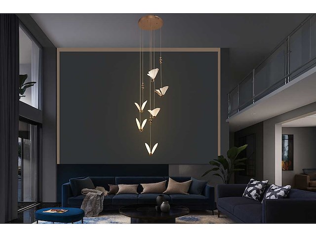 Led hanglamp – b053/6 – 3000k – warm wit – ø350 mm – in hoogte verstelbaar – zilver - afbeelding 1 van  2