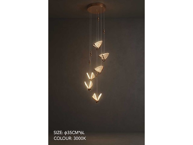 Led hanglamp – b053/6 – 3000k – warm wit – ø350 mm – in hoogte verstelbaar – zilver - afbeelding 2 van  3