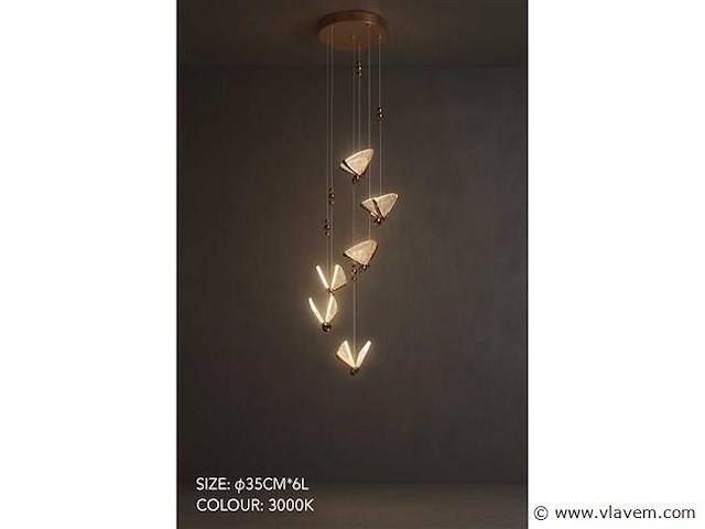 Led hanglamp . b053/6 . 3000k . warm wit . ø350 mm . in hoogte verstelbaar . zilver - afbeelding 2 van  3