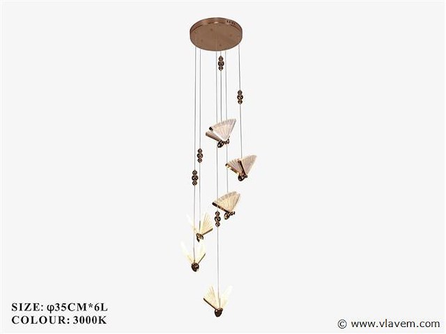 Led hanglamp . b053/6 . 3000k . warm wit . ø350 mm . in hoogte verstelbaar . zilver - afbeelding 3 van  3