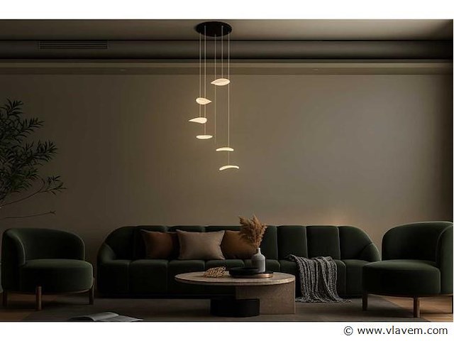 Led hanglamp – b060/6 – 3000k – warm wit – ø350 mm – in hoogte verstelbaar – zilver - afbeelding 1 van  4