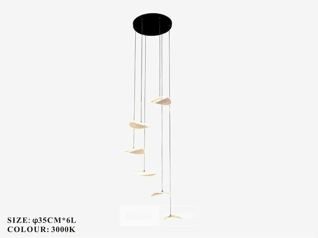 Led hanglamp – b060/6 – 3000k – warm wit – ø350 mm – in hoogte verstelbaar – zilver - afbeelding 4 van  5