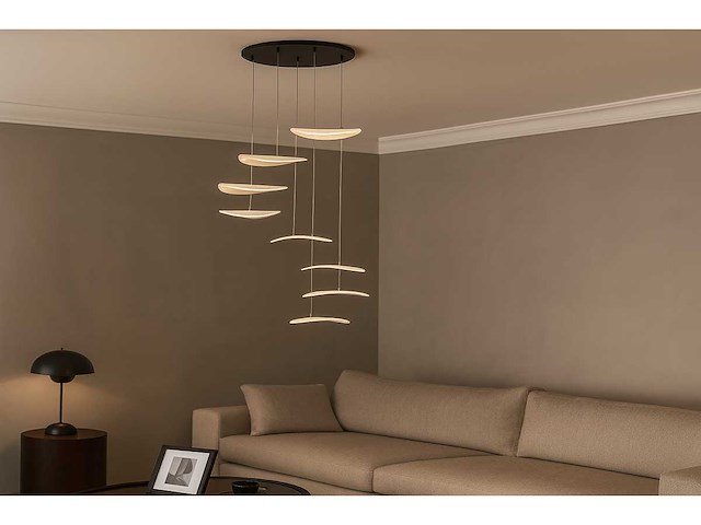 Led hanglamp – b060/8 – 3000k – warm wit – ø400 mm – in hoogte verstelbaar – zilver - afbeelding 1 van  3