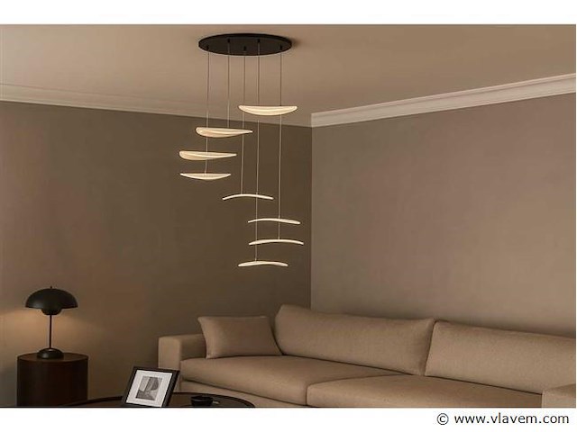 Led hanglamp . b060/8 . 3000k . warm wit . ø400 mm . in hoogte verstelbaar . zilver - afbeelding 1 van  3