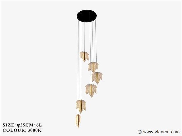 Led hanglamp – b063/6 – 3000k – warm wit – ø350 mm – in hoogte verstelbaar – zilver - afbeelding 5 van  5