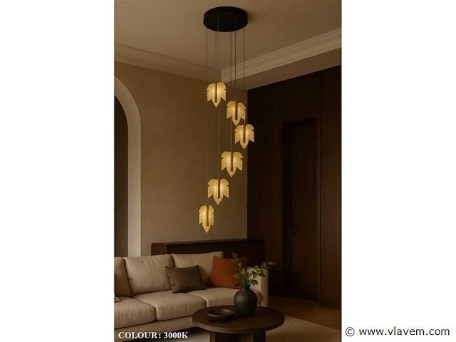 Led hanglamp . b063/6 . 3000k . warm wit . ø350 mm . in hoogte verstelbaar . zilver - afbeelding 3 van  5