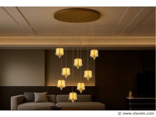 Led hanglamp – b063/8 – 3000k – warm wit – ø400 mm – in hoogte verstelbaar – zilver - afbeelding 1 van  4