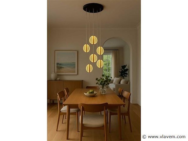 Led hanglamp – b067/5 – 3000k – warm wit – ø350 mm – in hoogte verstelbaar – zilver - afbeelding 3 van  4