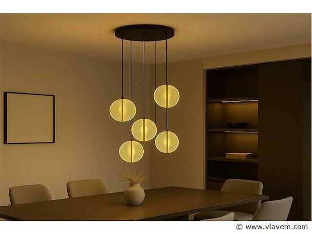 Led hanglamp . b067/5 . 3000k . warm wit . ø350 mm . in hoogte verstelbaar . zilver - afbeelding 1 van  4