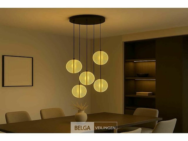 Led hanglamp – b067/5 – 3000k – warm wit – ø350 mm – in hoogte verstelbaar – zilver - afbeelding 2 van  5