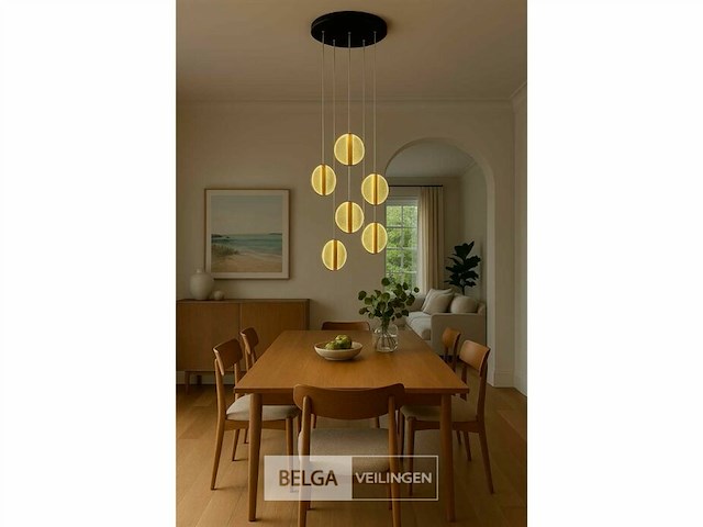 Led hanglamp – b067/5 – 3000k – warm wit – ø350 mm – in hoogte verstelbaar – zilver - afbeelding 4 van  5
