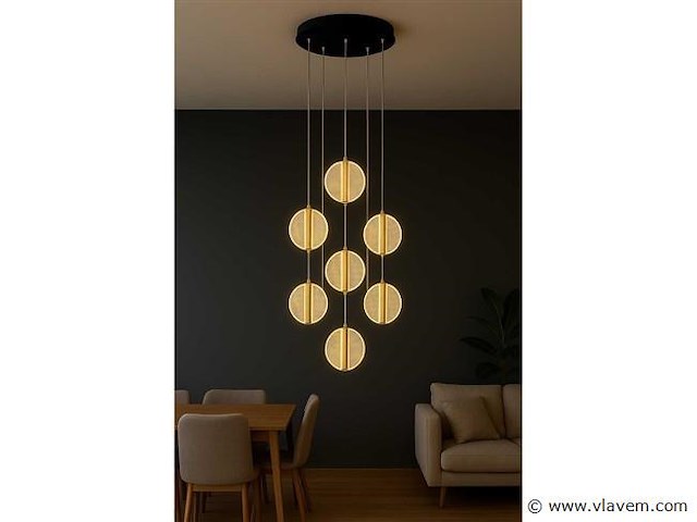 Led hanglamp . b067/7 . 3000k . warm wit . ø400 mm . in hoogte verstelbaar . zilver - afbeelding 2 van  4