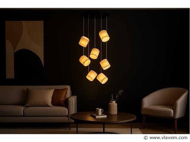 Led hanglamp . b068/7 . 3000k . warm wit . ø400 mm . in hoogte verstelbaar . zilver - afbeelding 1 van  4