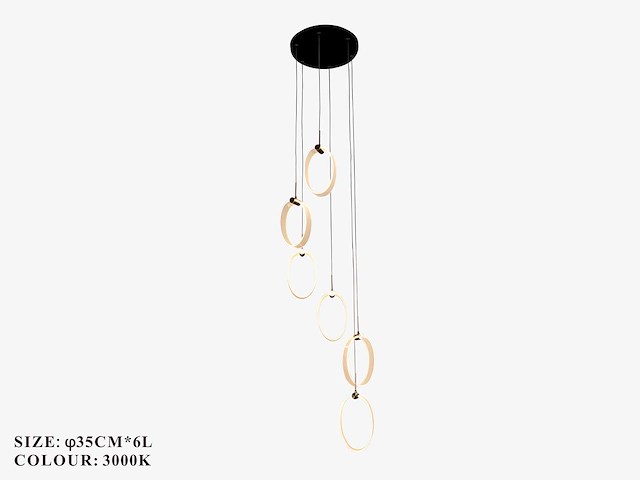 Led hanglamp – b069/6 – 3000k – warm wit – ø350 mm – in hoogte verstelbaar – zilver - afbeelding 4 van  5