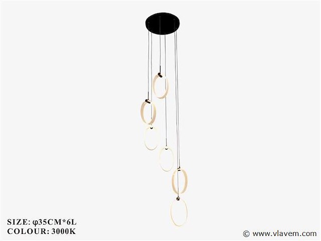 Led hanglamp – b069/6 – 3000k – warm wit – ø350 mm – in hoogte verstelbaar – zilver - afbeelding 3 van  4