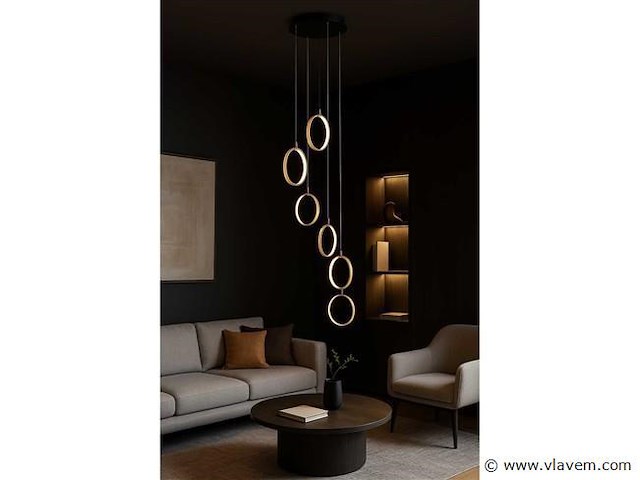 Led hanglamp . b069/6 . 3000k . warm wit . ø350 mm . in hoogte verstelbaar . zilver - afbeelding 2 van  4