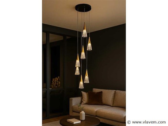 Led hanglamp . b073/6 . 3000k . warm wit . ø350 mm . in hoogte verstelbaar . zilver - afbeelding 1 van  4