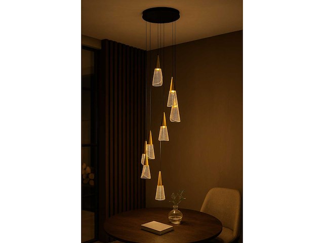 Led hanglamp – b073/8 – 3000k – warm wit – ø400 mm – in hoogte verstelbaar – zilver - afbeelding 1 van  4