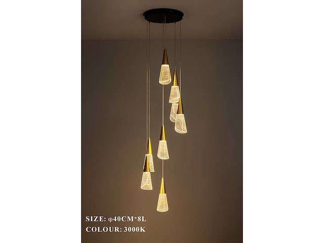 Led hanglamp – b073/8 – 3000k – warm wit – ø400 mm – in hoogte verstelbaar – zilver - afbeelding 4 van  4