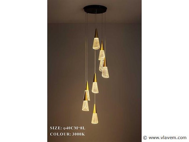 Led hanglamp . b073/8 . 3000k . warm wit . ø400 mm . in hoogte verstelbaar . zilver - afbeelding 1 van  3