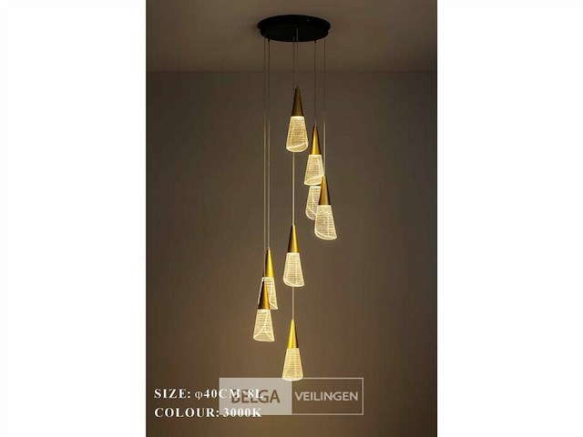 Led hanglamp – b073/8 – 3000k – warm wit – ø400 mm – in hoogte verstelbaar – zilver - afbeelding 1 van  4