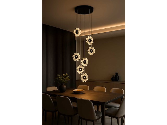 Led hanglamp – b074/6 – 3000k – warm wit – ø350 mm – in hoogte verstelbaar – zilver - afbeelding 2 van  4