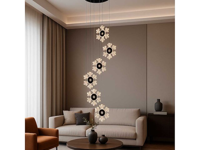 Led hanglamp – b074/6 – 3000k – warm wit – ø350 mm – in hoogte verstelbaar – zilver - afbeelding 1 van  4