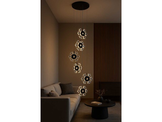 Led hanglamp – b074/6 – 3000k – warm wit – ø350 mm – in hoogte verstelbaar – zilver - afbeelding 3 van  4