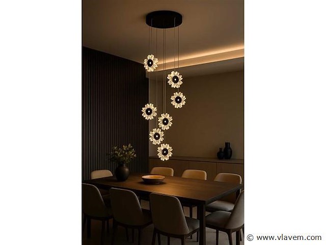 Led hanglamp . b074/6 . 3000k . warm wit . ø350 mm . in hoogte verstelbaar . zilver - afbeelding 2 van  4