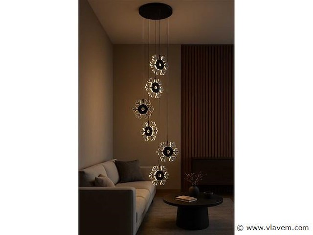 Led hanglamp . b074/6 . 3000k . warm wit . ø350 mm . in hoogte verstelbaar . zilver - afbeelding 3 van  4