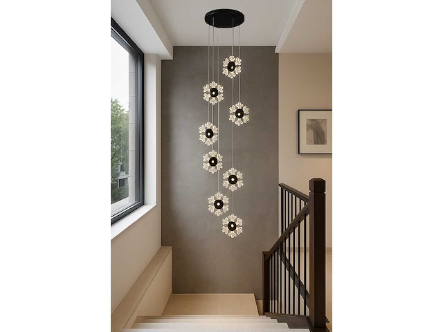 Led hanglamp – b074/8 – 3000k – warm wit – ø400 mm – in hoogte verstelbaar – zilver - afbeelding 1 van  2