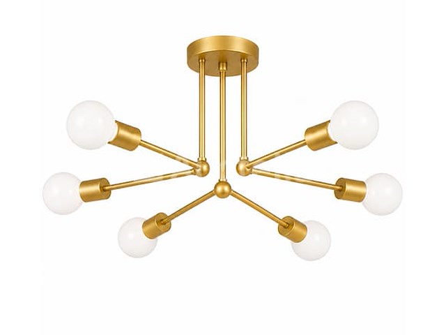 Led hanglamp max 18w – 6x e27 – goud – 600x250mm – ip20 – lorenzo-6 - afbeelding 2 van  5