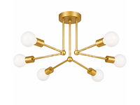 Led hanglamp max 18w – 6x e27 – goud – 600x250mm – ip20 – lorenzo-6 - afbeelding 2 van  5
