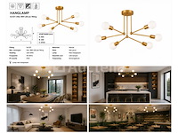 Led hanglamp max 18w – 6x e27 – goud – 600x250mm – ip20 – lorenzo-6 - afbeelding 3 van  5