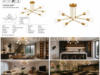 Led hanglamp max 18w – 6x e27 – goud – 600x250mm – ip20 – lorenzo-6 - afbeelding 3 van  5