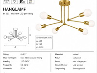Led hanglamp max 18w – 6x e27 – goud – 600x250mm – ip20 – lorenzo-6 - afbeelding 4 van  5