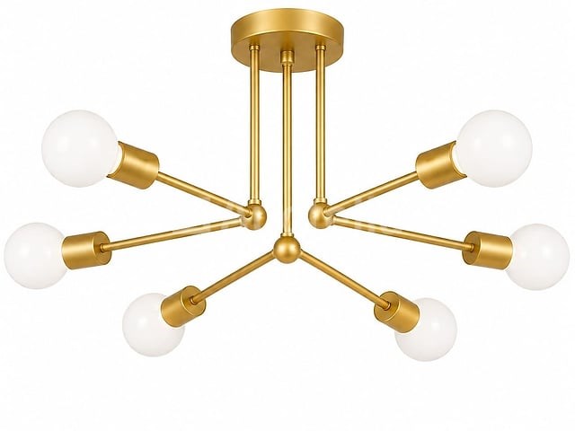 Led hanglamp max 18w – 6x e27 – goud – 600x250mm – ip20 – lorenzo-6 - afbeelding 5 van  5