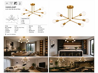 Led hanglamp max 18w – 6x e27 – goud – 600x250mm – ip20 – lorenzo-6 - afbeelding 3 van  3