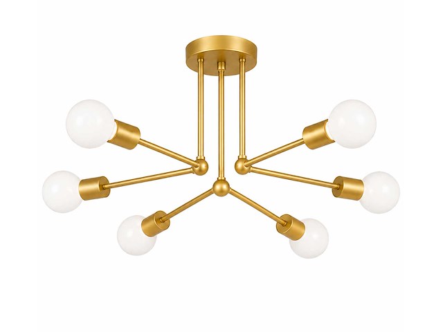 Led hanglamp max 18w – 6x e27 – goud – 600x250mm – ip20 – lorenzo-6 - afbeelding 2 van  5