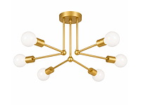 Led hanglamp max 18w – 6x e27 – goud – 600x250mm – ip20 – lorenzo-6 - afbeelding 2 van  5