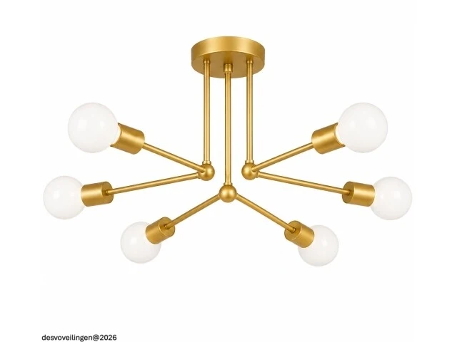 Led hanglamp max 18w – 6x e27 – goud – 600x250mm – ip20 – lorenzo-6 - afbeelding 3 van  6