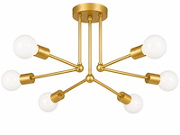 Led hanglamp max 18w – 6x e27 – goud – 600x250mm – ip20 – lorenzo-6 - afbeelding 2 van  5