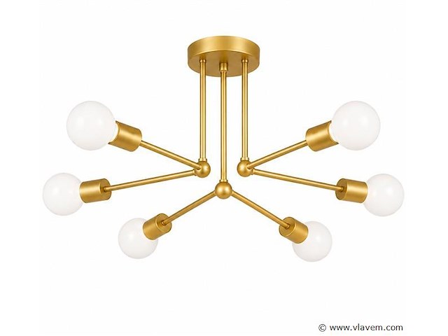 Led hanglamp max 18w – 6x e27 – goud – 600x250mm – ip20 – lorenzo-6 - afbeelding 2 van  5
