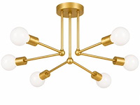 Led hanglamp max 18w – 6x e27 – goud – 600x250mm – ip20 – lorenzo-6 - afbeelding 2 van  5