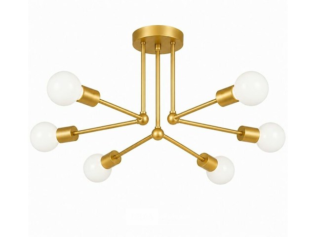 Led hanglamp max 18w – 6x e27 – goud – 600x250mm – ip20 – lorenzo-6 - afbeelding 3 van  6