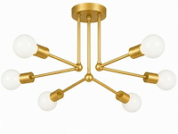 Led hanglamp max 18w – 6x e27 – goud – 600x250mm – ip20 – lorenzo-6 - afbeelding 3 van  6