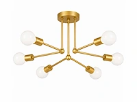 Led hanglamp max 18w – 6x e27 – goud – 600x250mm – ip20 – lorenzo-6 - afbeelding 2 van  5