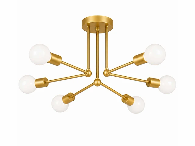 Led hanglamp max 18w – 6x e27 – goud – 600x250mm – ip20 – lorenzo-6 - afbeelding 4 van  5