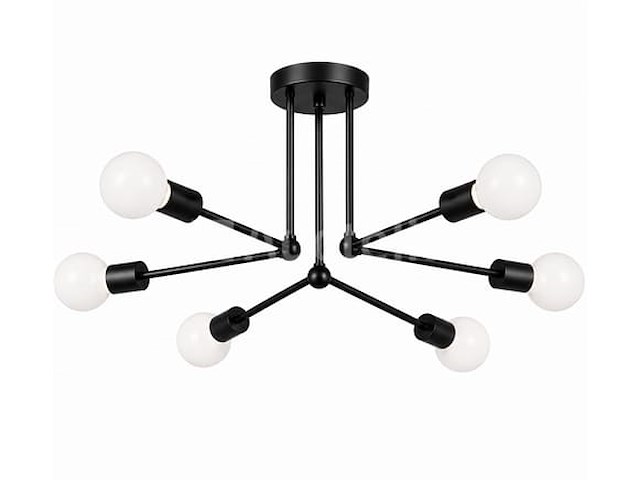 Led hanglamp max 18w – 6x e27 – zwart – 600x250mm – ip20 – lorenzo-6 - afbeelding 3 van  5